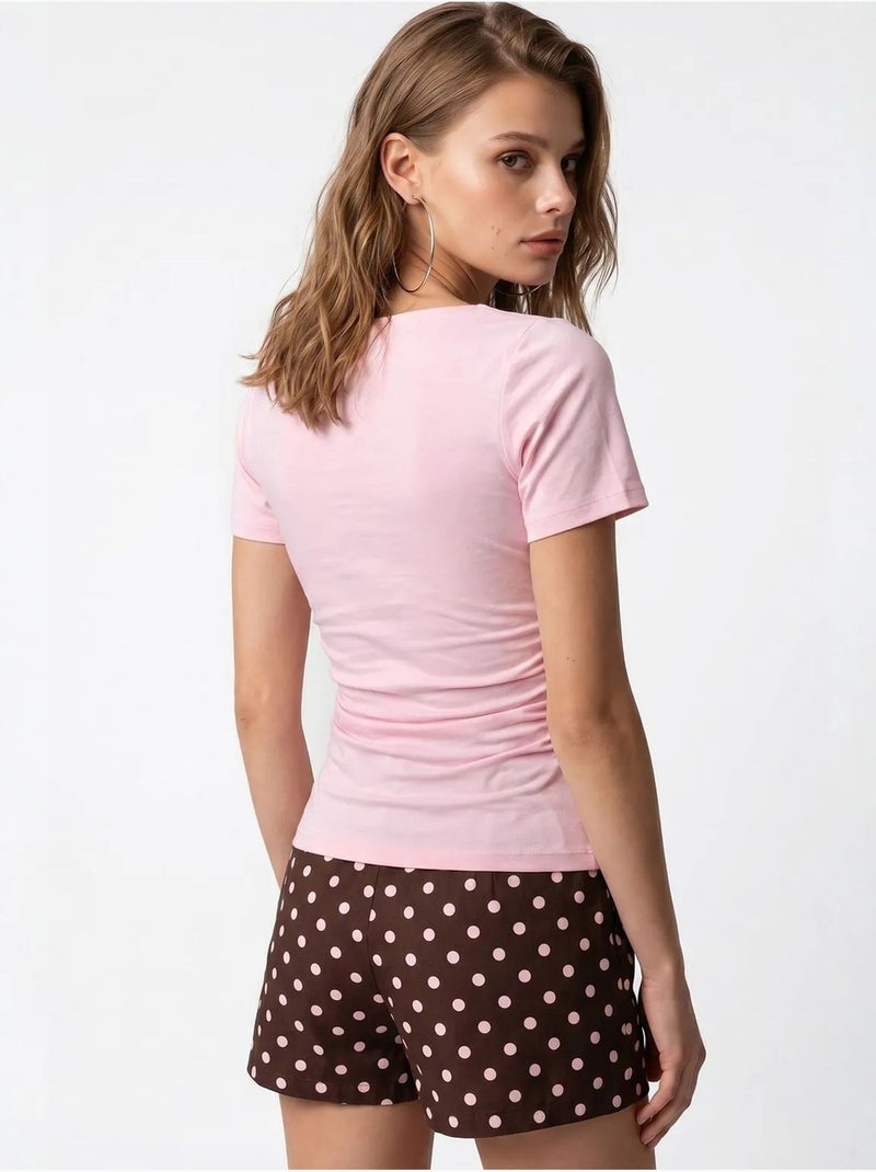 T-shirt femme ajusté à col bateau mixray Rose dragée - Kiabi