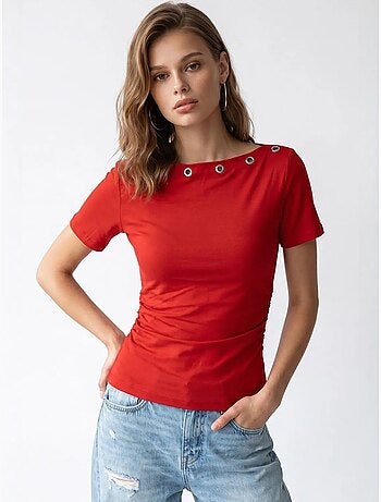 T-shirt femme ajusté à col bateau mixray