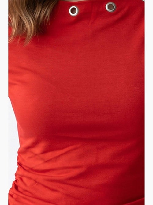 T-shirt femme ajusté à col bateau mixray - Kiabi T-shirt femme ajusté à col bateau mixray - Kiabi