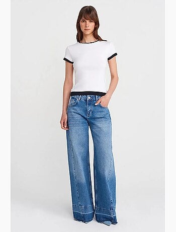 T-shirt femme ajusté en coton, col rond dilvin