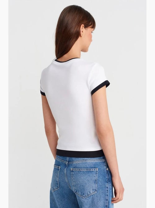 T-shirt femme ajusté en coton, col rond dilvin - Kiabi