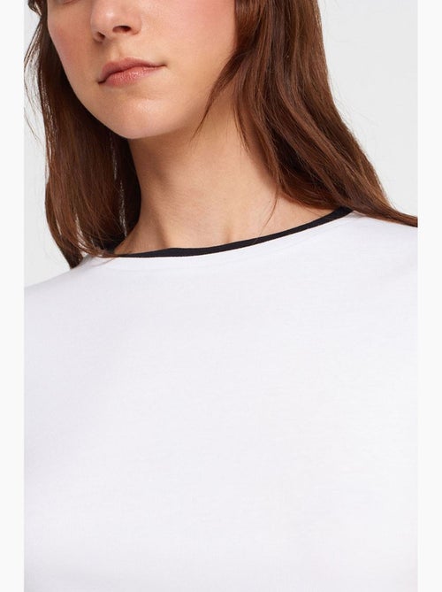 T-shirt femme ajusté en coton, col rond dilvin - Kiabi