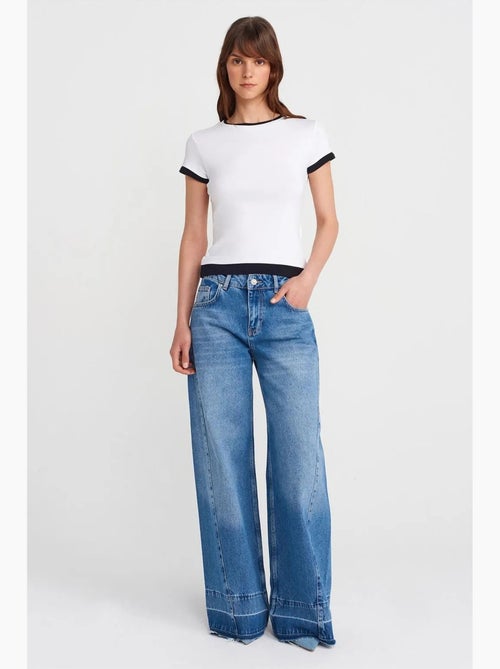 T-shirt femme ajusté en coton, col rond dilvin - Kiabi
