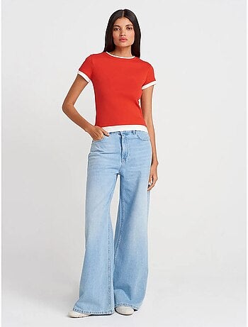 T-shirt Femme Ajusté En Coton, Col Rond