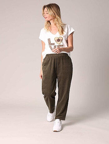 T-shirt femme avec broderie perle love 'deeluxe'