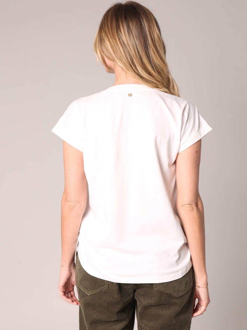T-shirt femme avec broderie perle love 'deeluxe' Blanc - Kiabi