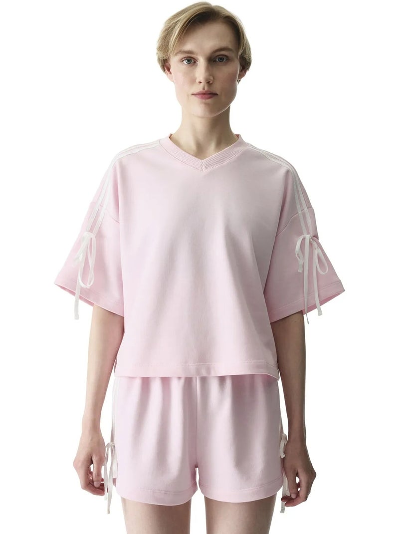 T-shirt femme avec détail nœud penti Rose dragée - Kiabi