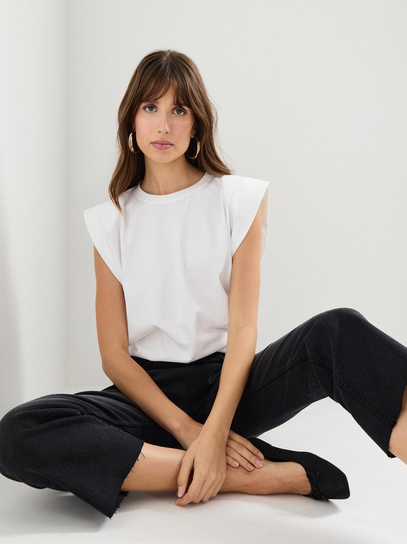T-shirt femme avec épaulettes MO Fashion Blanc - Kiabi