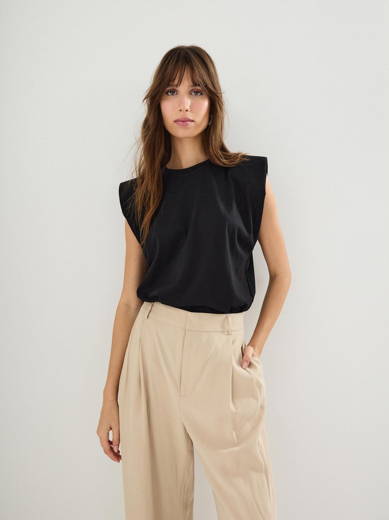 T-shirt femme avec épaulettes MO Fashion Noir - Kiabi