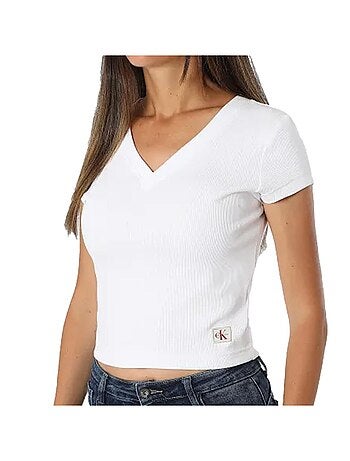 T-Shirt Femme Calvin Klein Jeans Label Ri-cloud