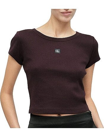 T-Shirt Mauve Femme Calvin Klein Label 2x2