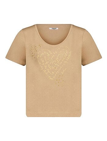 T-shirt femme classique avec imprimé brillant 'Deeluxe'