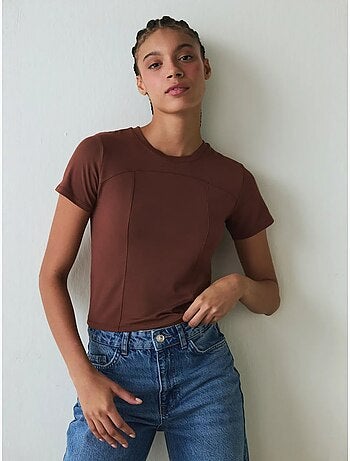 T-shirt femme col rond coupe slim en modal penti