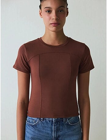 T-shirt femme col rond coupe slim en modal penti