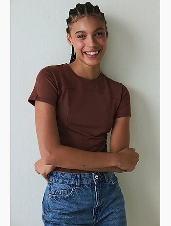 T-shirt femme col rond coupe slim en modal penti