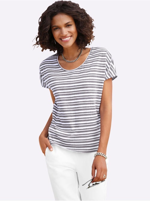 T shirt femme col rond manches courtes marinière et rayures - Taille standard - Witt - Kiabi T shirt femme col rond manches courtes marinière et rayures - Taille standard - Witt - Kiabi