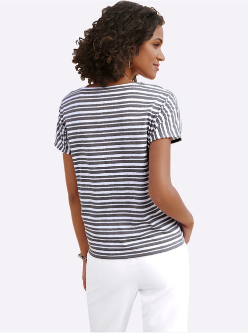 T shirt femme col rond manches courtes marinière et rayures - Taille standard - Witt - Kiabi T shirt femme col rond manches courtes marinière et rayures - Taille standard - Witt - Kiabi
