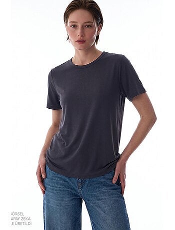 T-shirt femme col rond penti