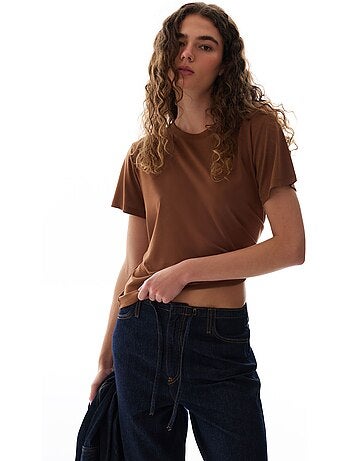T-shirt femme col rond penti