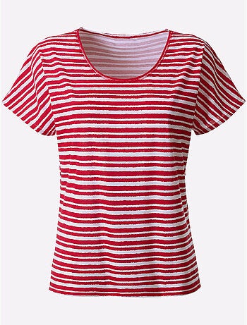 T shirt femme col rond rayures marinière et tombé décontracté - Taille standard - Witt