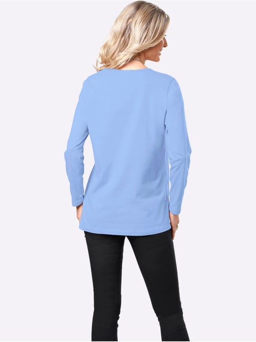 T-shirt femme confortable à manches longues avec col rond - Taille standard - Moda Vilona - Kiabi T-shirt femme confortable à manches longues avec col rond - Taille standard - Moda Vilona - Kiabi