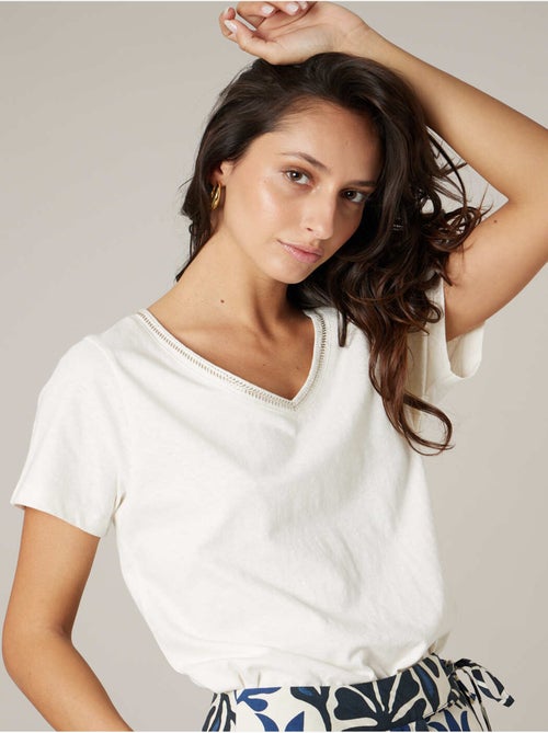 T-shirt femme coton et lin 'Deeluxe' - Kiabi