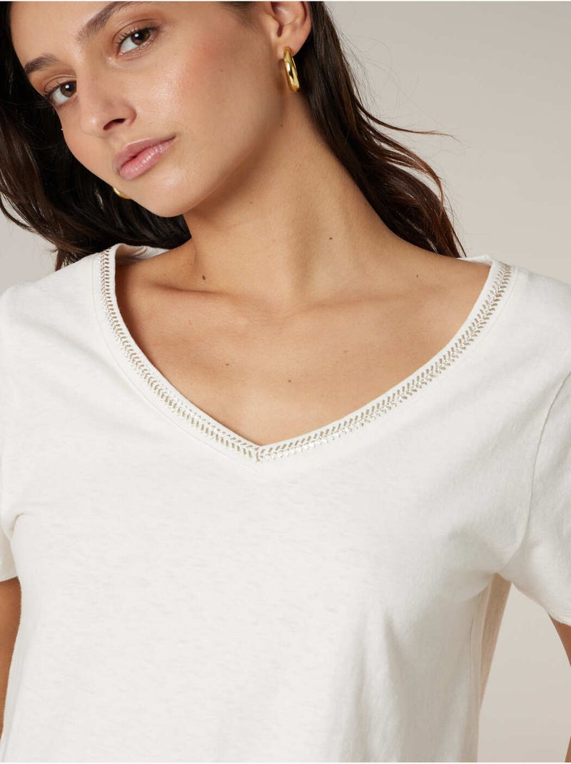 T-shirt femme coton et lin 'Deeluxe' Blanc - Kiabi