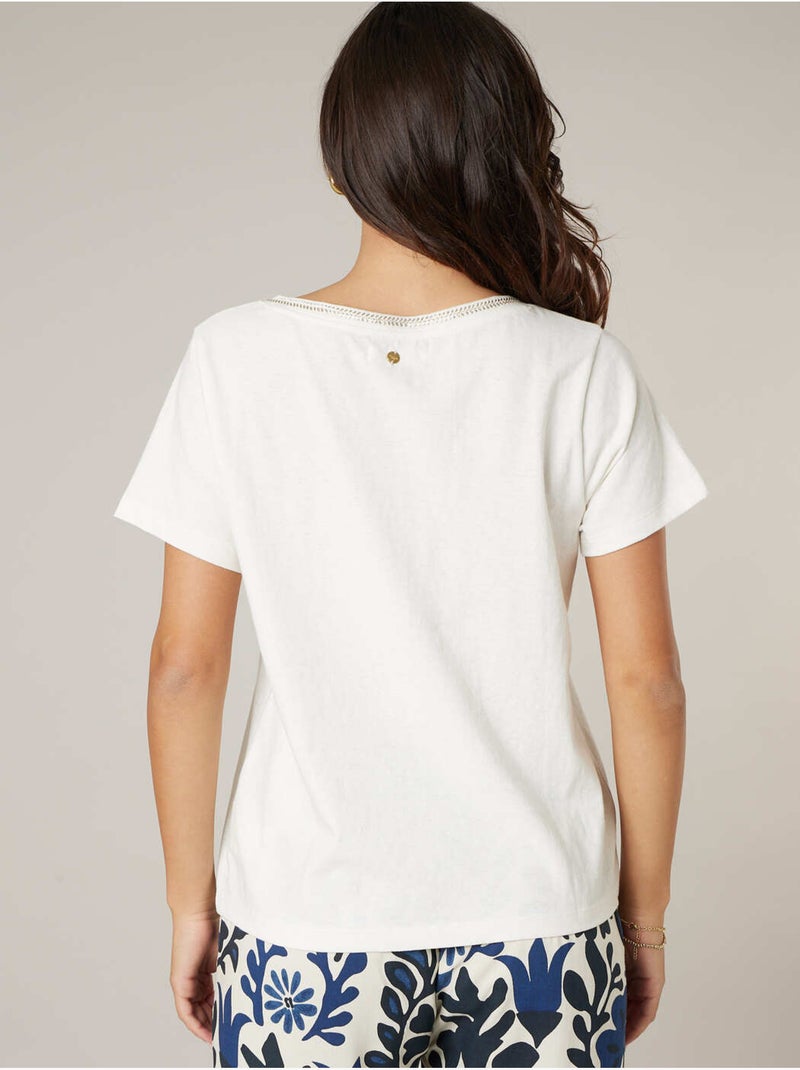 T-shirt femme coton et lin 'Deeluxe' Blanc - Kiabi