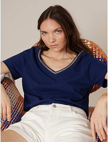 T-shirt femme coton et lin 'Deeluxe'