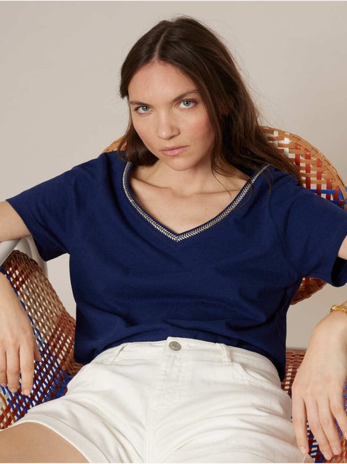 T-shirt femme coton et lin 'Deeluxe' - Kiabi