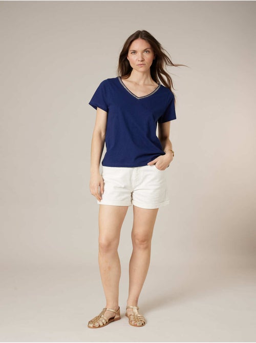 T-shirt femme coton et lin 'Deeluxe' - Kiabi
