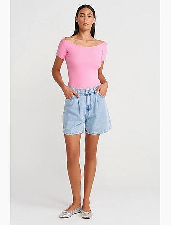 T-shirt femme coupe ajustée à col bateau dilvin