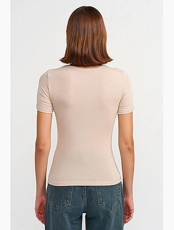 T-shirt femme coupe ajustée à col rond dilvin