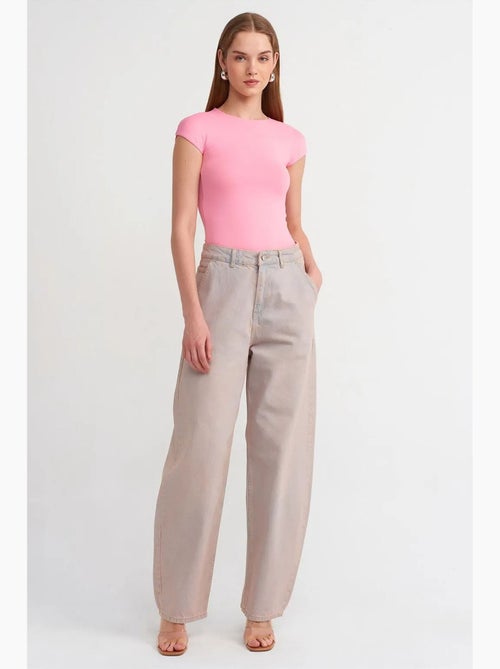 T-shirt femme coupe ajustée col rond dilvin - Kiabi