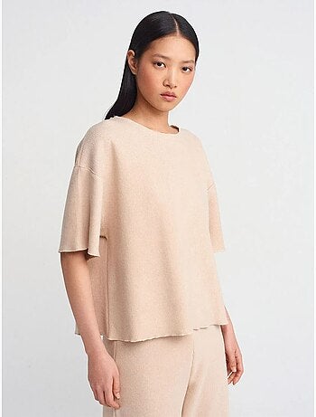T-shirt Femme Coupe Ample À Col Rond