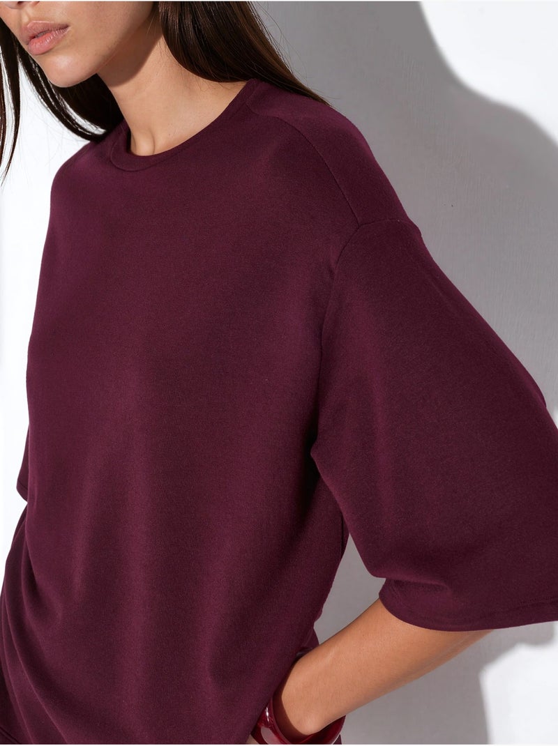 T-shirt femme coupe ample à col rond busem Rouge bordeaux - Kiabi