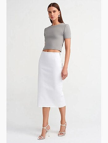 T-shirt femme crop slim à col rond dilvin