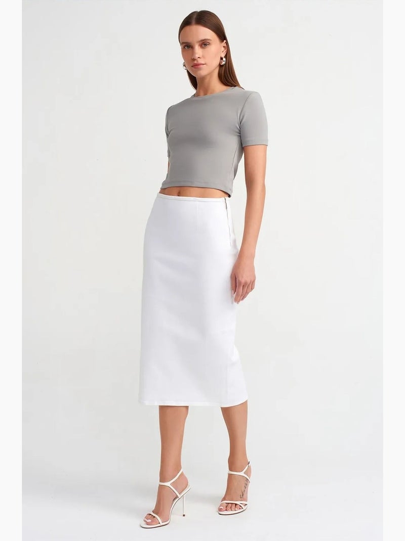 T-shirt femme crop slim à col rond dilvin Gris clair - Kiabi