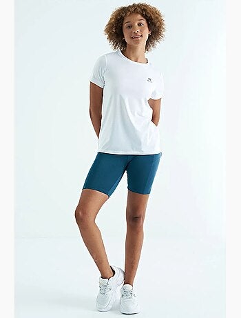 T-shirt femme décontracté à col rond et fentes latérales tommy