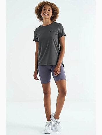 T-shirt femme décontracté à col rond et fentes latérales tommy