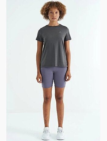 T-shirt femme décontracté à col rond et fentes latérales tommy
