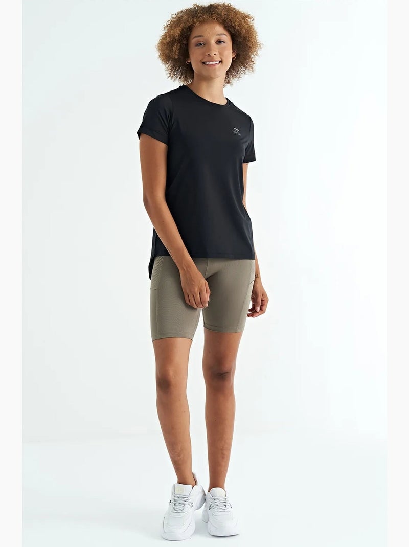 T-shirt femme décontracté à col rond et fentes latérales tommy Noir - Kiabi