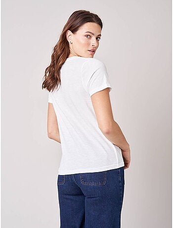 T-shirt femme en 100% coton avec imprimé tête de mort florale 'deeluxe'