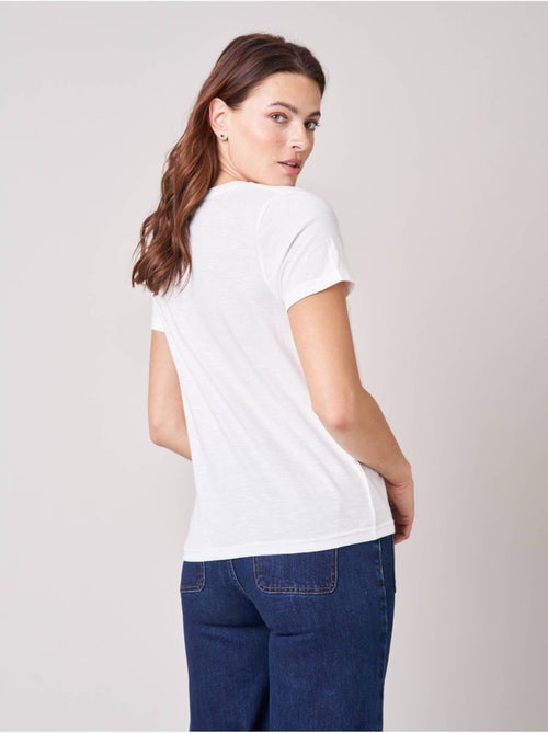 T-shirt femme en 100% coton avec imprimé tête de mort florale 'deeluxe' - Kiabi T-shirt femme en 100% coton avec imprimé tête de mort florale 'deeluxe' - Kiabi