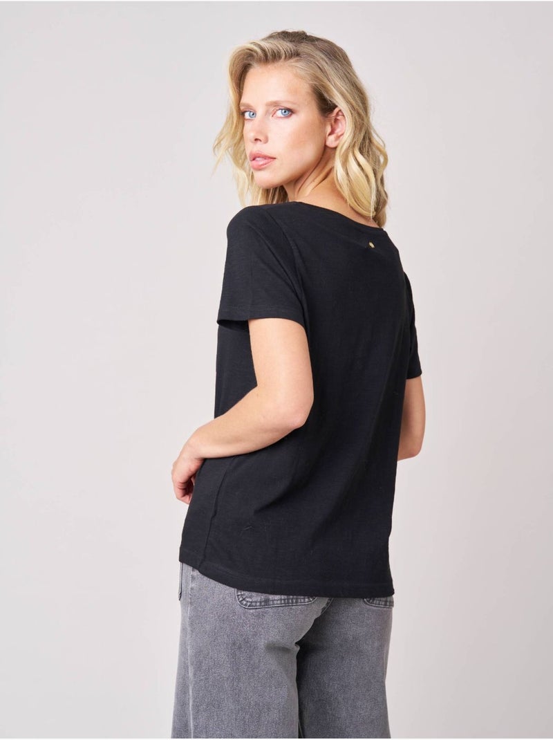 T-shirt femme en 100% coton avec imprimé tête de mort florale 'Deeluxe' Noir - Kiabi