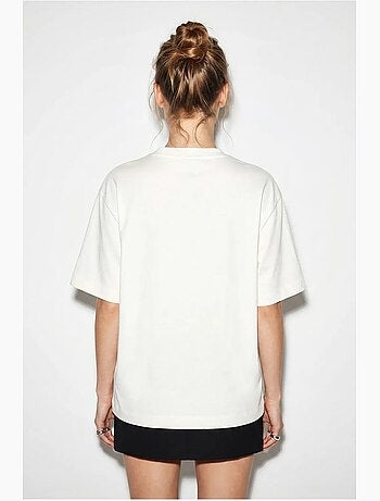 T-shirt femme en coton à col bateau et imprimé lucci