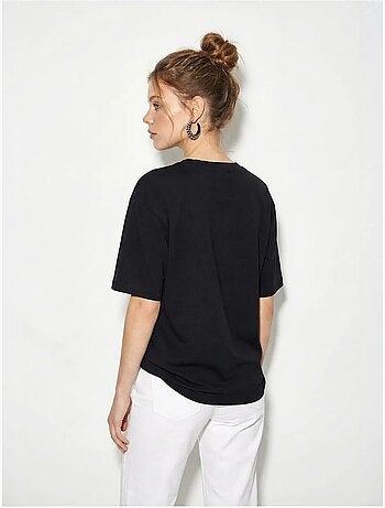 T-shirt femme en coton à col bateau et imprimé lucci