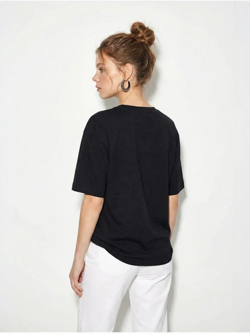 T-shirt femme en coton à col bateau et imprimé lucci - Kiabi T-shirt femme en coton à col bateau et imprimé lucci - Kiabi