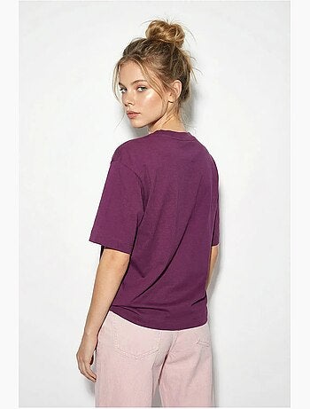 T-shirt femme en coton à col bateau et imprimé lucci