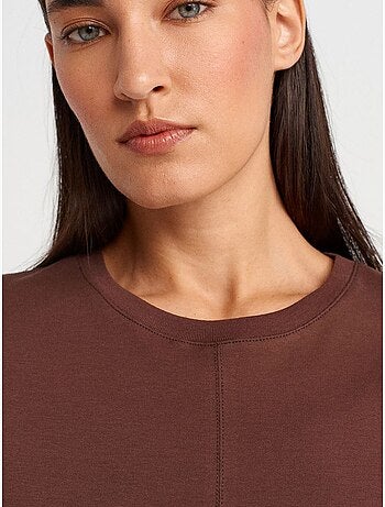 T-shirt Femme En Coton À Col Rond Avec Fente